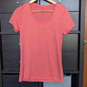 Icebreaker Short Sleeve Shirt Pink Tshirt Top Wool Round Neck Small